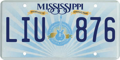 MS license plate LIU876