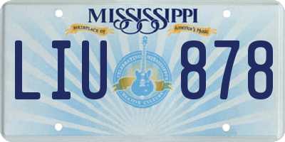 MS license plate LIU878