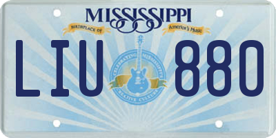 MS license plate LIU880