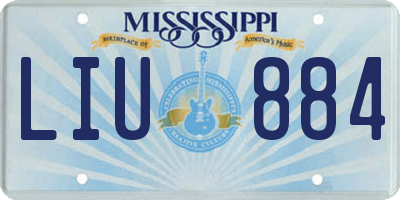 MS license plate LIU884