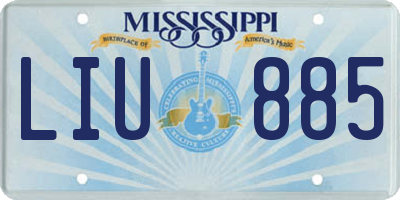 MS license plate LIU885