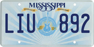 MS license plate LIU892