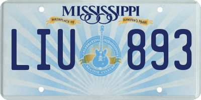 MS license plate LIU893