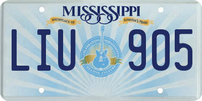 MS license plate LIU905