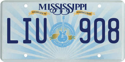 MS license plate LIU908
