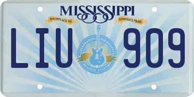 MS license plate LIU909