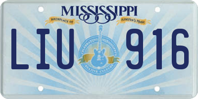MS license plate LIU916