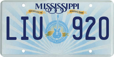 MS license plate LIU920
