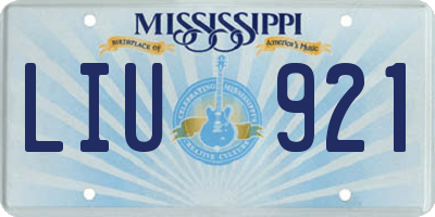 MS license plate LIU921