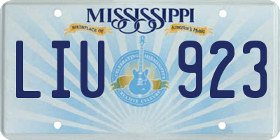 MS license plate LIU923