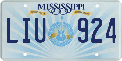 MS license plate LIU924