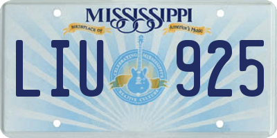 MS license plate LIU925