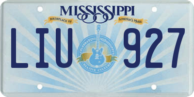 MS license plate LIU927