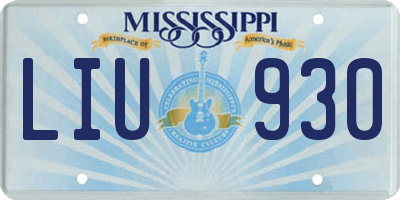 MS license plate LIU930