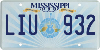 MS license plate LIU932
