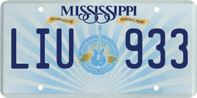 MS license plate LIU933