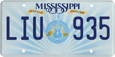MS license plate LIU935