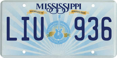 MS license plate LIU936