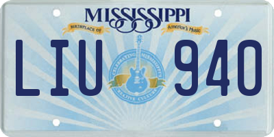 MS license plate LIU940
