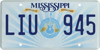 MS license plate LIU945