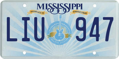 MS license plate LIU947