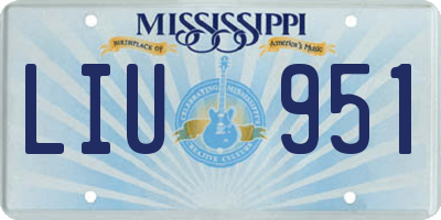 MS license plate LIU951