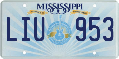 MS license plate LIU953