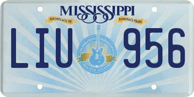 MS license plate LIU956