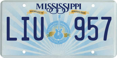MS license plate LIU957