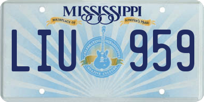 MS license plate LIU959