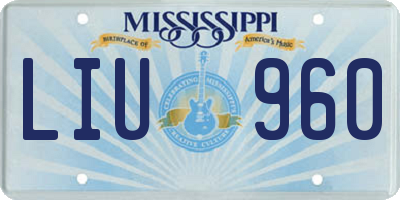 MS license plate LIU960
