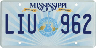 MS license plate LIU962