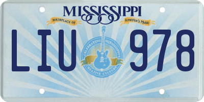 MS license plate LIU978