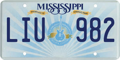 MS license plate LIU982
