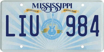 MS license plate LIU984