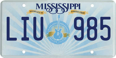 MS license plate LIU985