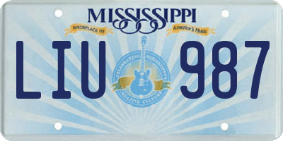 MS license plate LIU987