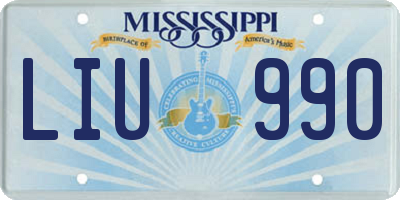 MS license plate LIU990