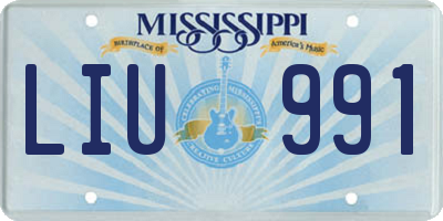MS license plate LIU991