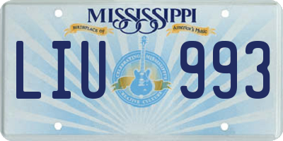 MS license plate LIU993