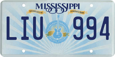 MS license plate LIU994