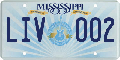 MS license plate LIV002
