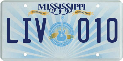 MS license plate LIV010