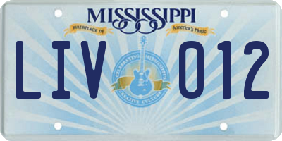 MS license plate LIV012