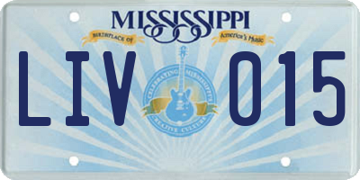 MS license plate LIV015