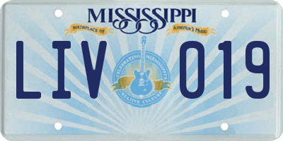 MS license plate LIV019