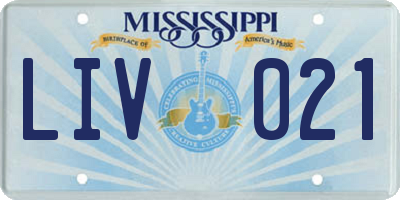 MS license plate LIV021