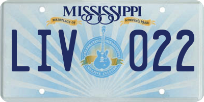 MS license plate LIV022