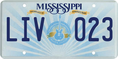 MS license plate LIV023