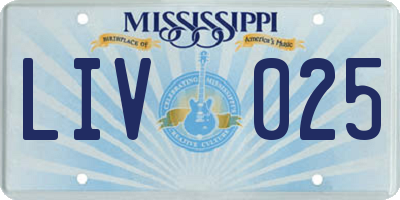 MS license plate LIV025
